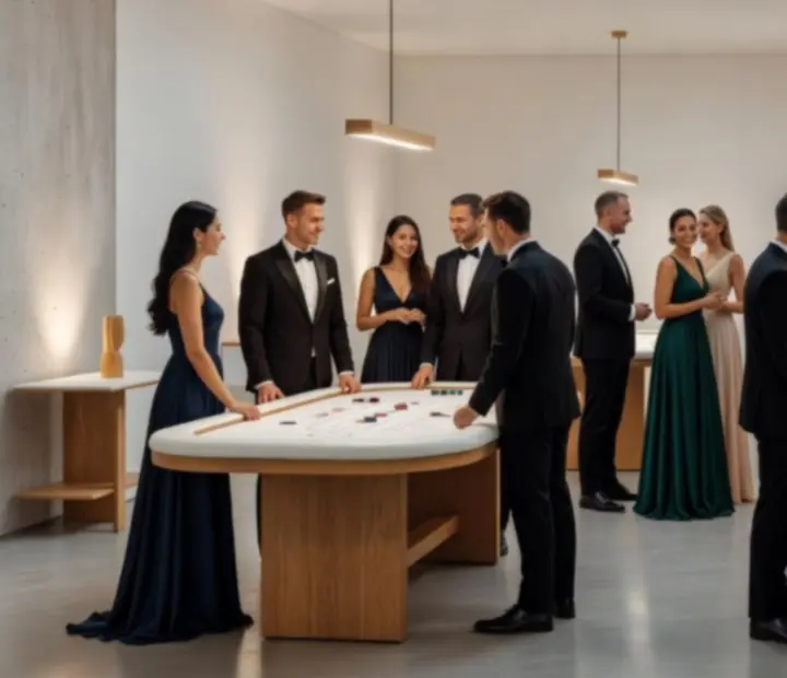 Tematická společenská party s dekoracemi v casino stylu