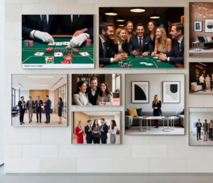 Masonry koláž fotografií z loftových eventů a společenských večerů